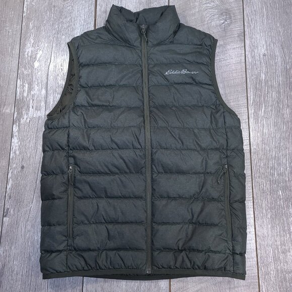 Eddie Bauer Vest Mens Small Green EB 600 Down Puffer Quilted Outdoor Hiking - Picture 1 of 10